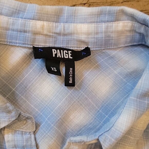 Blue plaid Button down shirt size XS PAIGE 💙 - Picture 2 of 12
